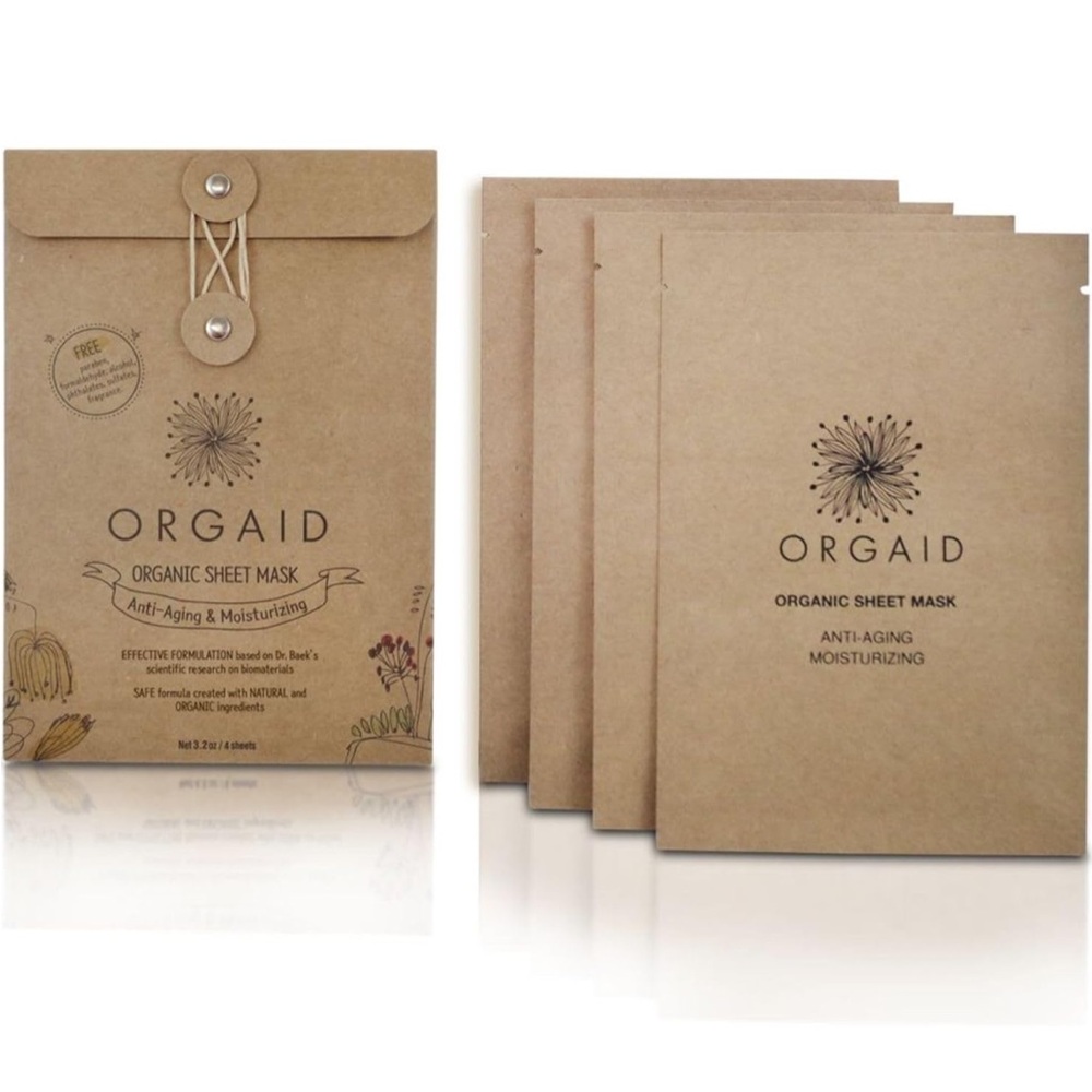 ORGAID Organic Sheet Mask | Made in USA (Anti-aging & Moisturizing, pack of 4)